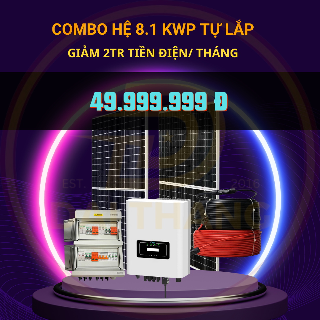 Combo hệ 8.1kwp tự lắp đặt (hòa lưới bám tải)