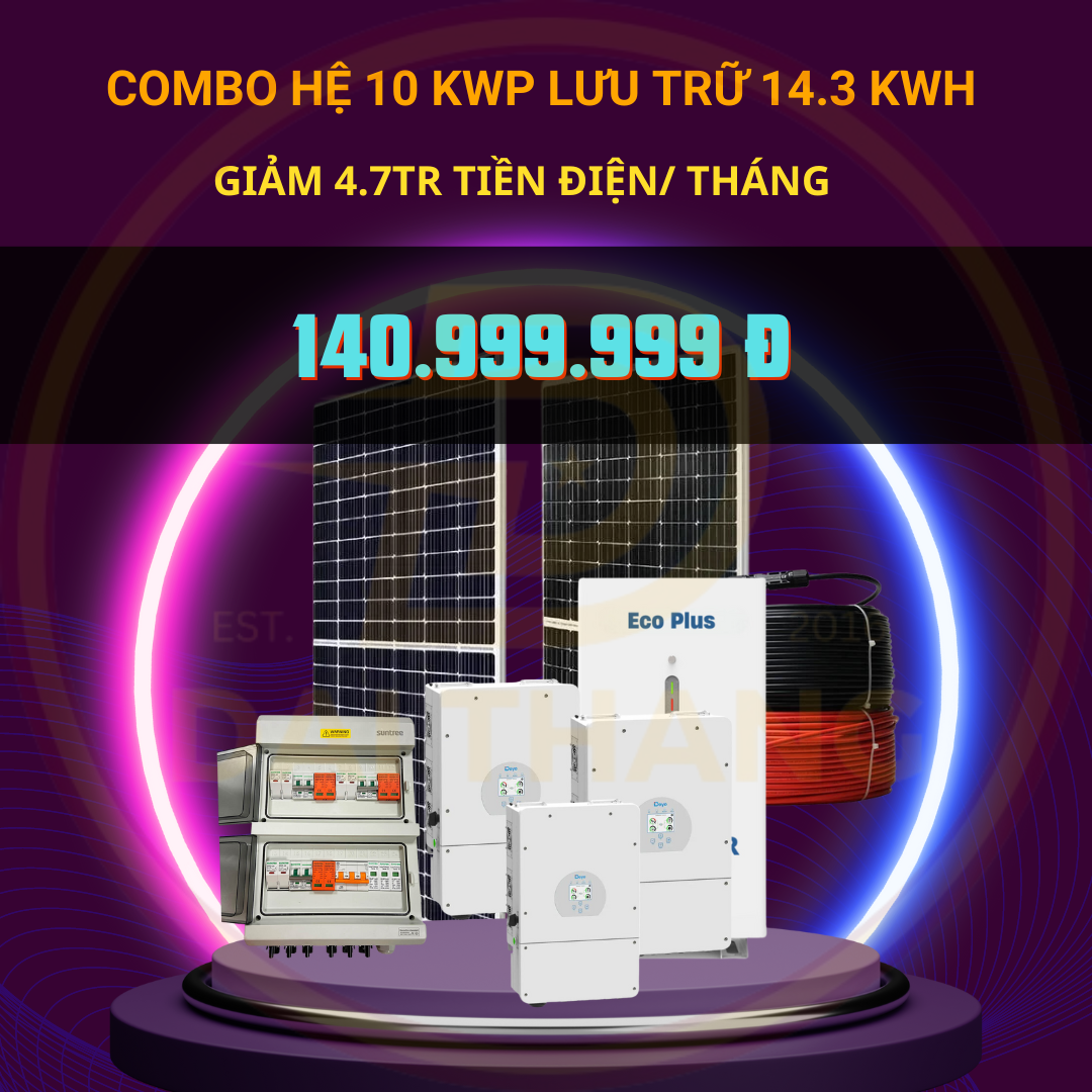 Hệ 10 kwp lưu trữ 14.3kwh